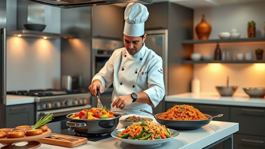 Chef preparing authentic African cuisine outside Africa