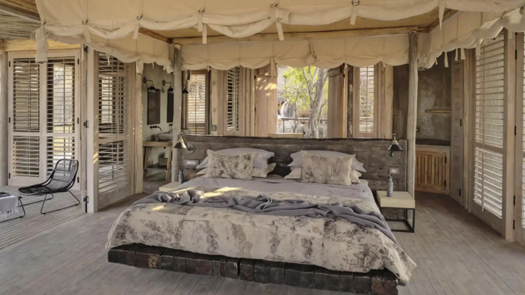 Ruaha National Park stylish lodge tucked bedroom