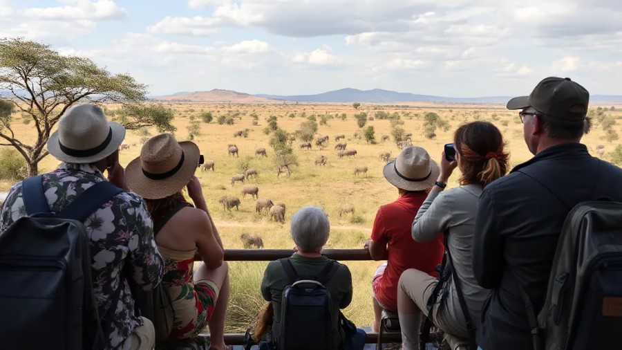 Travelers enjoying a multi-country safari in Africa