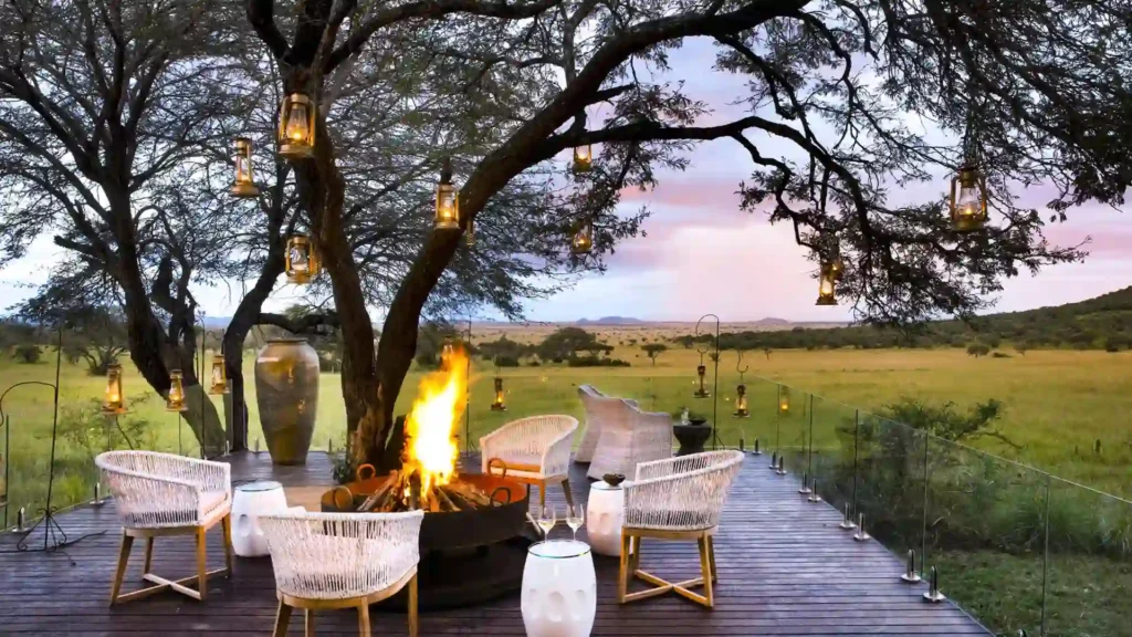 Singita Faru Faru Lodge Night dinner plan with fire